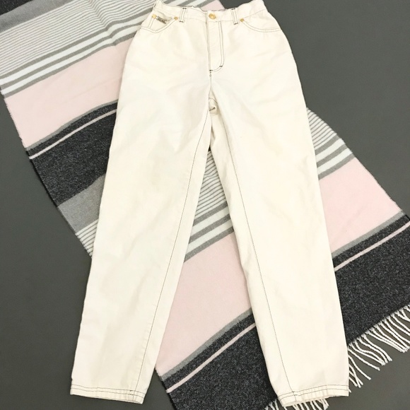 Escada Denim - vtg escada S 25 high waisted off white ivory jeans